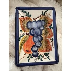 Casafina - Alentejo Terracotta - Handmade Grapes Design Rectangular Dipping Bowl